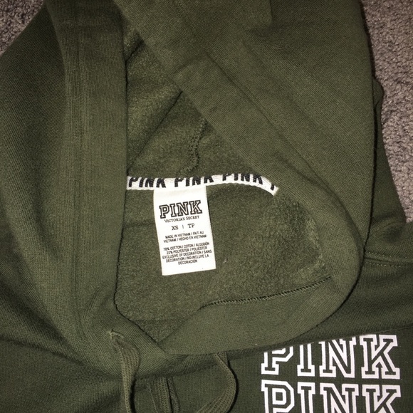 Army green VS PINK sweatshirt with white detail - Picture 4 of 4